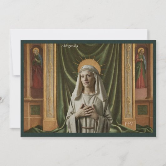 Catholic Art Holy Card | Saint Aldegundis 招待状 (正面)