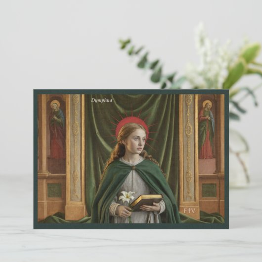 Catholic Art Holy Card | Saint Dymphna 招待状 (スタンド正面)