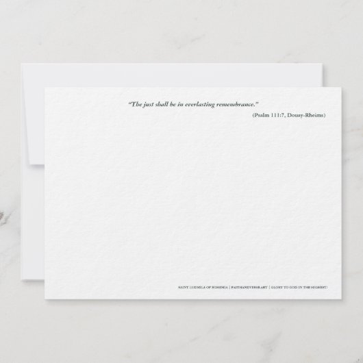 Catholic Art Holy Card | Saint Ludmila 招待状 (裏面)