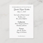 Catholic Baby Girl Baptismal Remembrance Holy Card 名刺 (裏面)