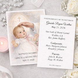 Catholic Baby Girl Baptismal Remembrance Holy Card 名刺