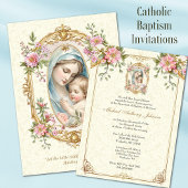 Catholic Baptism Christening Blessed Mother Jesus 招待状