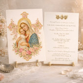 Catholic Baptism Christening Mary Jesus 招待状