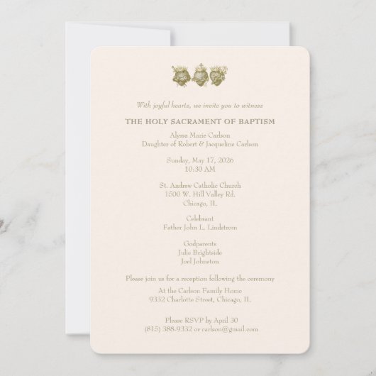 Catholic Baptism Christening Mary Jesus 招待状 (正面)