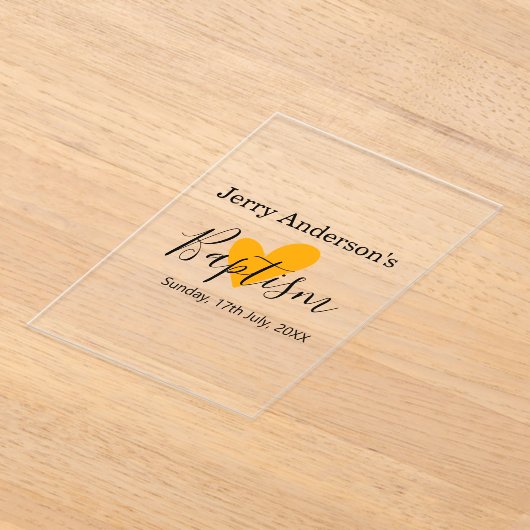 Catholic baptism kids modern simple QR minimal アクリル招待状 (レイダウン)