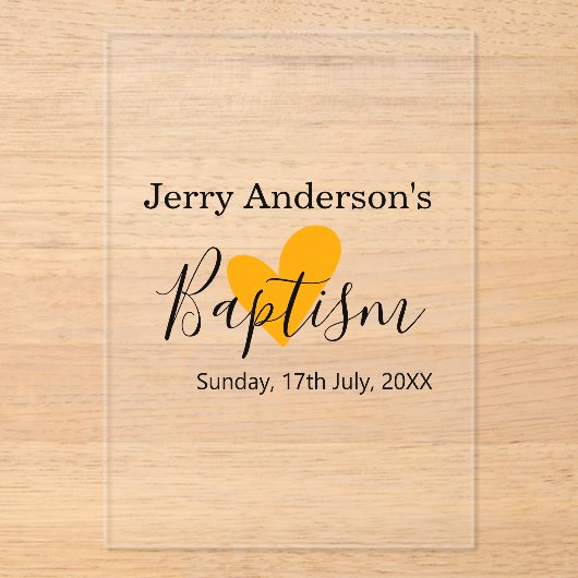 Catholic baptism kids modern simple QR minimal アクリル招待状 (正面)