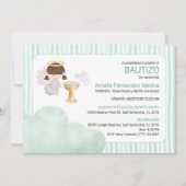 Catholic Baptism Watercolor Cute Angel Girl 招待状 (正面)