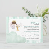 Catholic Baptism Watercolor Cute Angel Girl 招待状 (スタンド正面)
