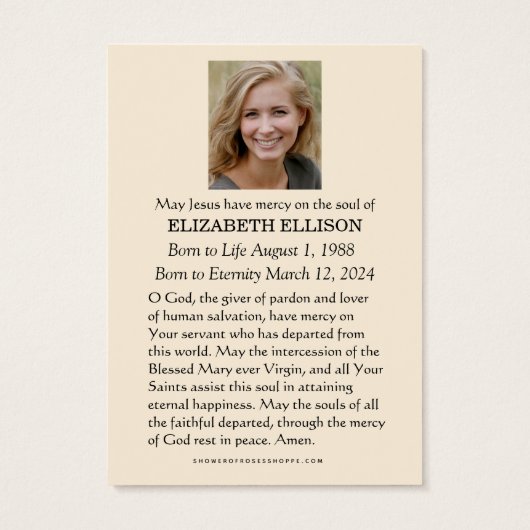 Catholic Blessed Mary Madonna Funeral Memorial (裏面)