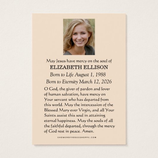 Catholic Blessed Mary Madonna Funeral Memorial (裏面)