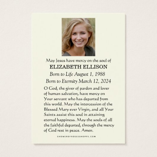 Catholic Blessed Mary Madonna Funeral Memorial (裏面)