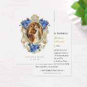 Catholic Blue Floral Gold Wedding Holy Card (デスク)