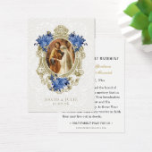 Catholic Blue Floral Gold Wedding Holy Card (デスク)