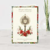 Catholic Christmas Eucharist Poinsettia Floral シーズンカード (正面)