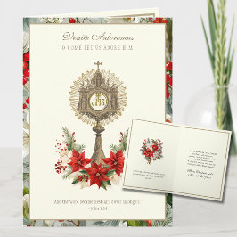 Catholic Christmas Eucharist Poinsettia Floral シーズンカード