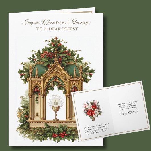 Catholic Christmas Eucharist Poinsettia Priest シーズンカード