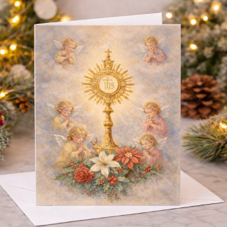 Catholic Christmas Eucharistic Adoration Angels シーズンカード