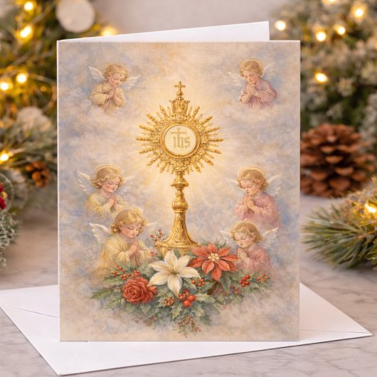 Catholic Christmas Eucharistic Adoration Angels シーズンカード