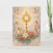 Catholic Christmas Eucharistic Adoration Angels シーズンカード (正面)