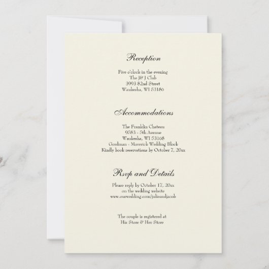 CATHOLIC CHRISTMAS POINSETTIA WEDDING INVITATIONS 招待状 (裏面)