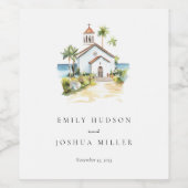 Catholic Church Tropical Wedding ワインラベル (シングルラベル)