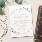 Catholic Church Wedding WREATH with Cross Elegant 招待状