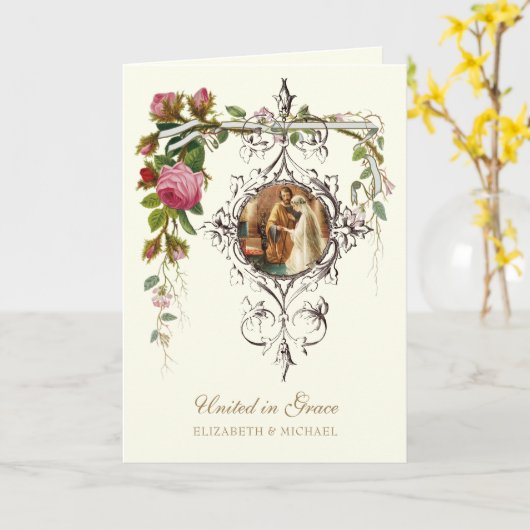 Catholic Convalidation  United in Grace Wedding カード (黄色い花)