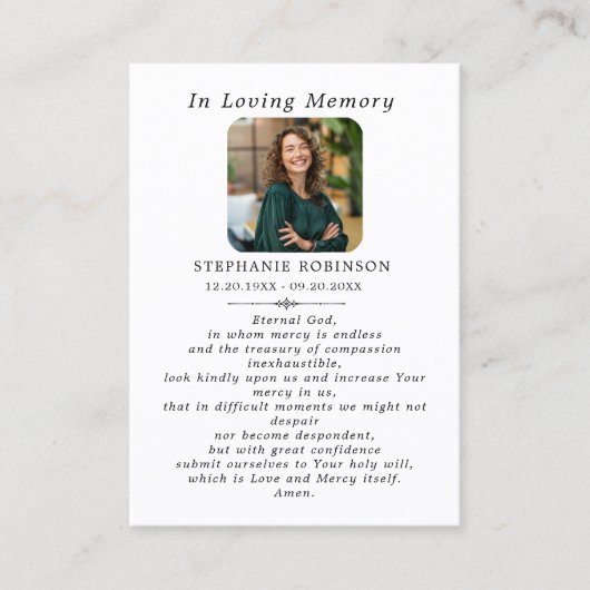 Catholic Divine Mercy Jesus Funeral Prayer Card 名刺 (正面)