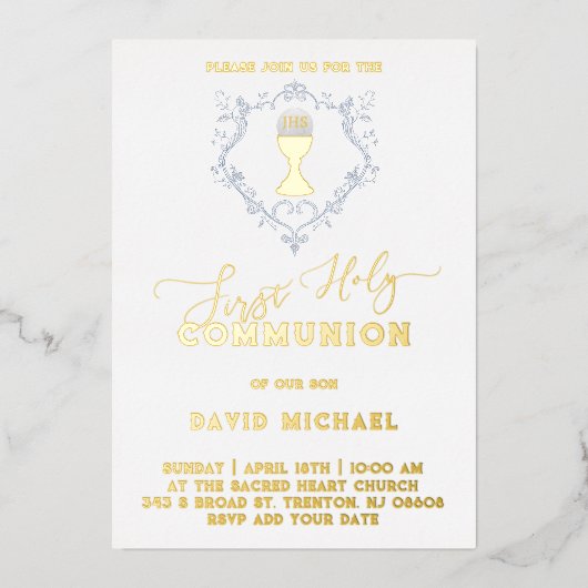 Catholic Firs Holy Communion Foil Invitation 箔招待状 (正面)