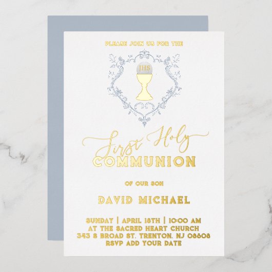 Catholic Firs Holy Communion Foil Invitation 箔招待状 (正面/裏面)