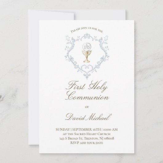 catholic first communion Chalice Host 招待状 (正面)