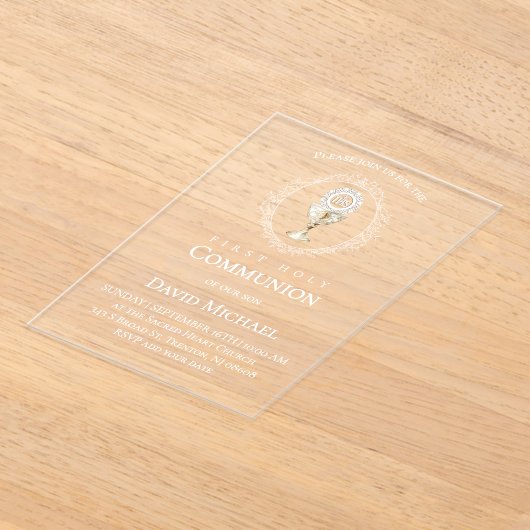 catholic first communion Eucharist アクリル招待状 (レイダウン)