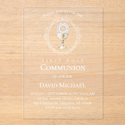 catholic first communion Eucharist アクリル招待状 (正面)