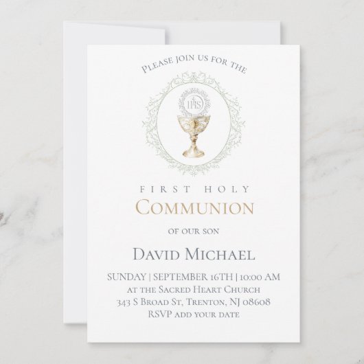 catholic first communion Eucharist 招待状 (正面)