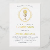 catholic first communion Eucharist 箔招待状 (正面)