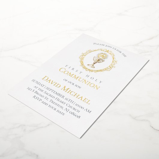 catholic first communion Eucharist 箔招待状 (回転した状態)