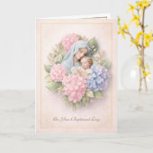 Catholic Floral Baptism Mary Jesus  カード (黄色い花)