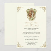 CATHOLIC FLORAL GOLD  BETROTHAL INVITATIONS 招待状 (正面/裏面)