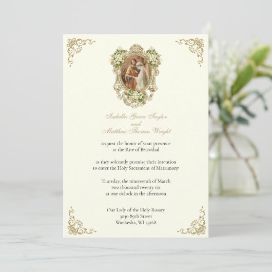 CATHOLIC FLORAL GOLD  BETROTHAL INVITATIONS 招待状 (スタンド正面)