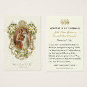 Catholic Floral Gold Wedding Holy Card (正面&裏面)