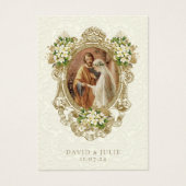 Catholic Floral Gold Wedding Holy Card (正面)