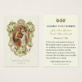 Catholic Floral Gold Wedding Holy Card (正面&裏面)