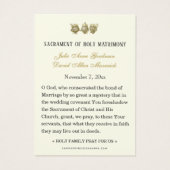 Catholic Floral Gold Wedding Holy Card (裏面)