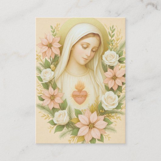 Catholic Funeral Blessed Mary Poinsettias 名刺 (正面)