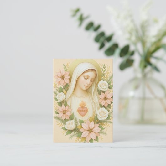 Catholic Funeral Blessed Mary Poinsettias 名刺 (スタンド正面)