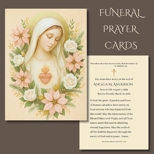 Catholic Funeral Blessed Mary Poinsettias 名刺
