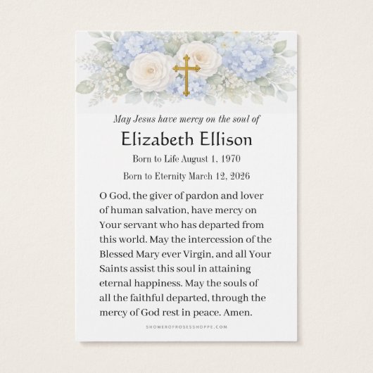 Catholic Funeral Blessed Mother Remembrance, (裏面)