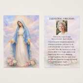 Catholic Funeral Mary Memorial Prayer Holy Card (正面&裏面)