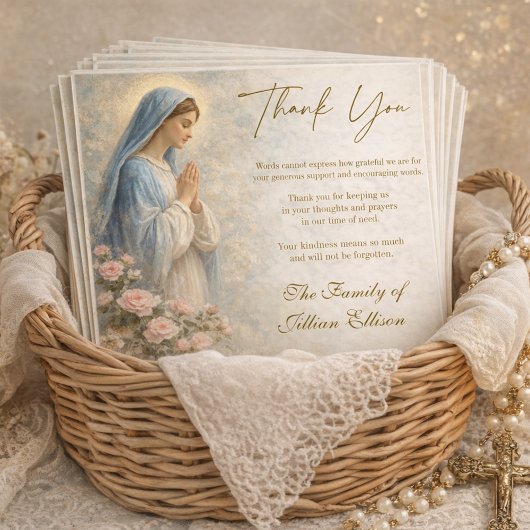 Catholic Funeral Memorial Blessed Mother Mary  サンキューカード