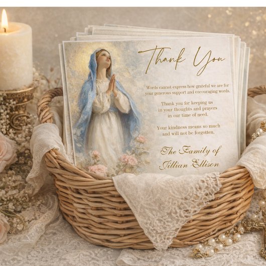 Catholic Funeral Memorial Blessed Virgin Mary  サンキューカード